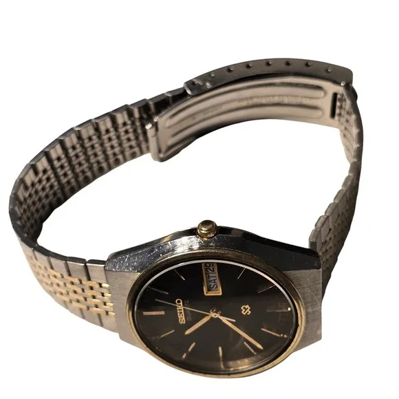 Vintage Seiko Quartz Two-Tone Watch Old‎ Money Classic Minimal Day Date Timeless - Picture 13 of 15